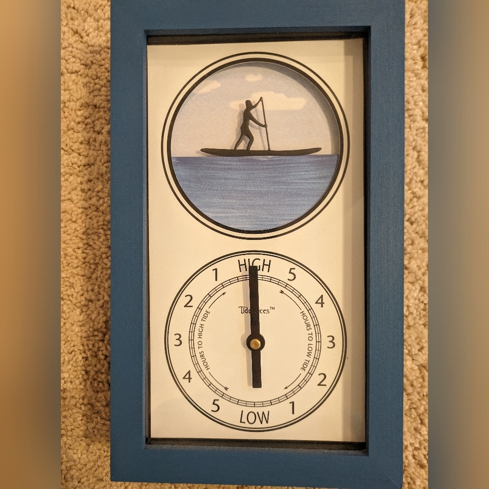 Tidepieces handmade mechanical tide clock with paddleboarder